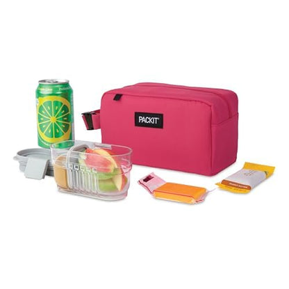 PackIt Freezable Snack Box, Magenta, Built with EcoFreeze Technology, Collapsible, Reusable, Zip Closure with Buckle Handle, Designed For Work Snacks, Fresh Snacks On the Go, Adults, and All Ages - color: Magenta