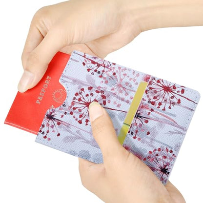 XEYOU Passport Holder Cover - Ultra Slim Premium Vegan Leather Travel Wallet Case Cover - color: Pink Dandelion