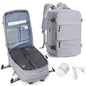 Vacuum Compression Travel Backpack with Pump, Travel Vacuum Bags Flight Approved Waterproof Personal Item Carry on Backpacks with Shoe Compartment/17inch Laptop Compartment/USB Port, Grey