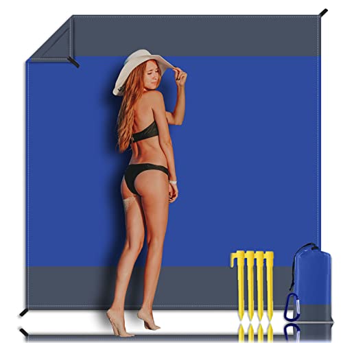 Beach Blanket - Sandproof Waterproof & Lightweight - Blue - 83" X 79" - Fits 4-6 Persons - Compact & Portable - Ideal for Beach, Camping, Hiking & Picnicking - color: Blue Gray