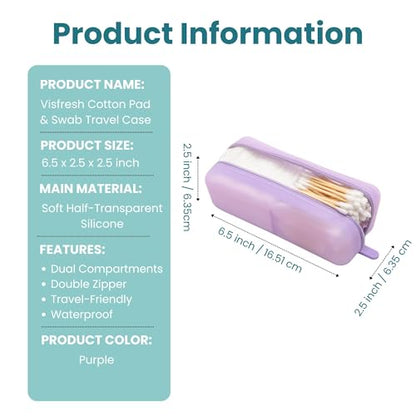 Cotton Pad Swab Travel Case, 2-in-1 Waterproof Organizer, VISFRESH (Purple) - color: Purple