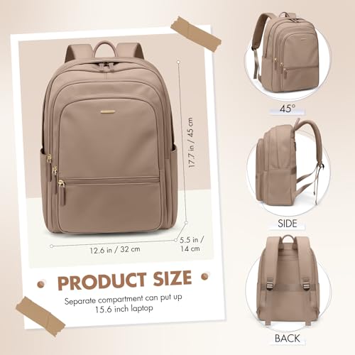 GOLF SUPAGS 15.6 Inch Women's Laptop Backpack, Water Resistant Work College Travel Daypack, Everyday Commuter Bag for Teacher Nurse (Champagne) - color: Champagne