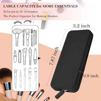 Sakolla Travel Makeup Brush Holder, Silicone Makeup Brush Bag with Zipper Closure, Makeup Brushes Organizer Case Washable Makeup Pouch Holder Case for Daily, Work, Essentials（Black） - color: Regular Black
