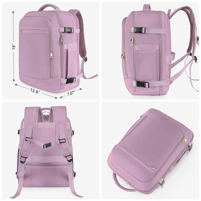 Rinlist Carry on Backpack, Flight-approved Backpack for Traveling, 40L Personal Item Travel Backpack, Purple - color: Purple