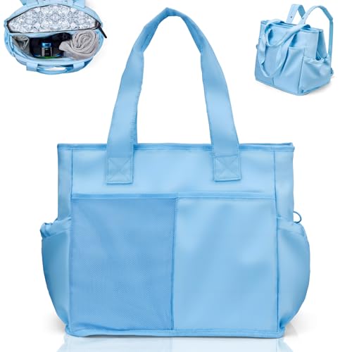 Odoland Soft Cooler Bag - Leakproof & Insulated, 2-in-1 Collapsible Design, Dry/Wet Separation, Large Soft Sided Cooler with Multi-Pocket Design for Beach, Picnic, Camping, Day Trip, Family Size - color: Light Blue