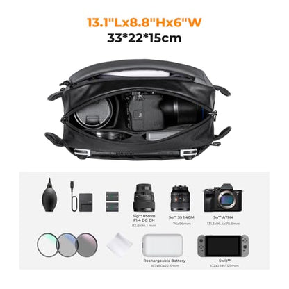K&F CONCEPT Camera Sling Bag Crossbody Bag Waterproof Camera Shoulder Backpack DSLR/SLR/Mirrorless Camera Case - color: 01 Available Black Medium