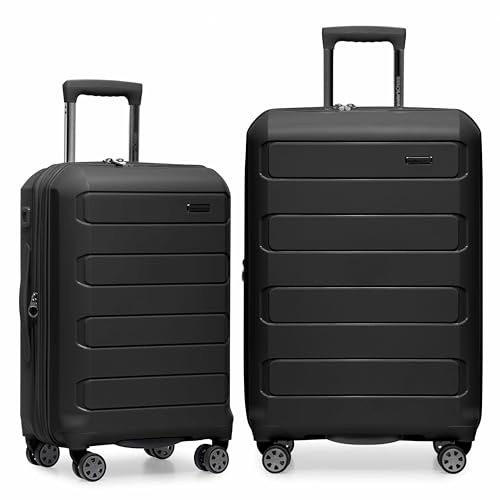 Traveler's Choice Pagosa Hardshell Expandable Luggage with Spinner Wheels, Black, 2-Piece Set (22/27) - color: Black, size: 2-Piece Set (22/27)