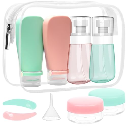 RELANOR Pack of 9 Travel Bottle Set - TSA Approved Leakproof Toiletry Kit - Perfect For Travel, Toners, Skincare, and Cosmetics - size: Travel Bottle Kit - Pack 9