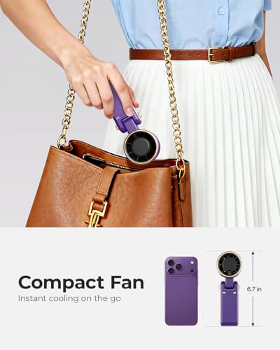 Portable Handheld Turbo Fan - 5 Gear High Speed 4000mAh Rechargeable Mini Personal Hand Fan Blow Cold Air, Battery Operated Travel Essentials, Beach Vacation, Gifts for Women, Men (Purple) - color: Purple