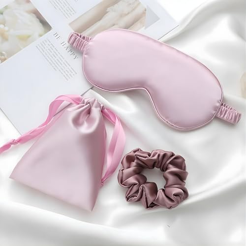 Silk Satin Sleeping Eye Mask, Light Purple Sleep Eye Mask Night Blindfold for Women and Men, Soft Breathable Blackout Eyeshade Eye Cover for Travel, Wedding Bridesmaid Gift - color: Light Purple