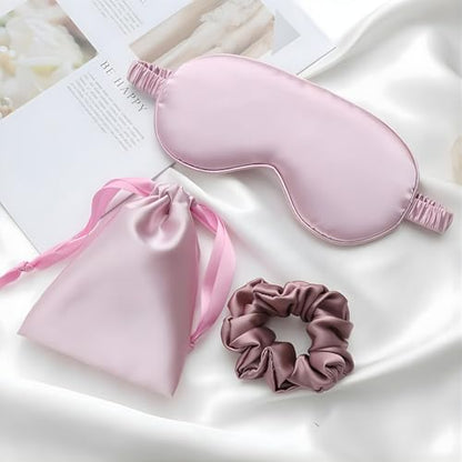 Silk Satin Sleeping Eye Mask, Light Purple Sleep Eye Mask Night Blindfold for Women and Men, Soft Breathable Blackout Eyeshade Eye Cover for Travel, Wedding Bridesmaid Gift - color: Light Purple