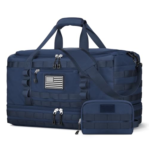 ETRONIK Travel Bag for Men Women, Gym Bag & Tactical Duffle Bags for Travel, Carry on with Toiletry Bag and Shoe Compartment, Weekender Overnight Trip with Wet Pocket for Workout Medical, Blue - color: Blue, size: Medium