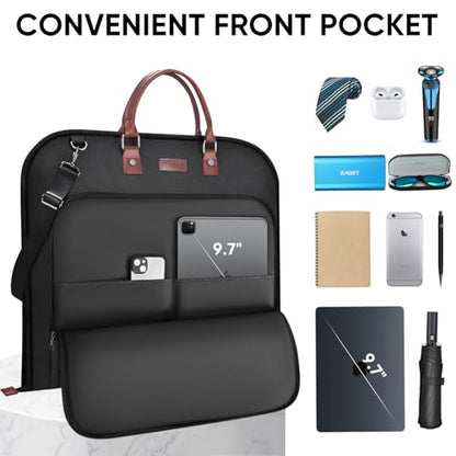 BALEINE Travel Garment Bag, Travel Suit Bag for Men, Water Resistant Carry on Garment Bag for Hanging Clothes, Garment Duffel Bag for Travel Business (Black) - color: Black