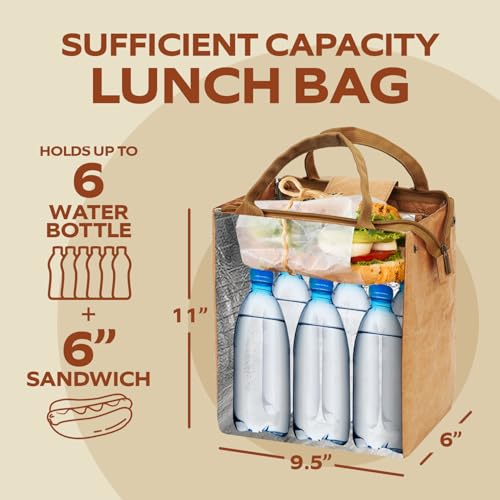 VonNova Women’s Insulated Lunch Bag with Premium 4mm Cooler Insulation, Cute Large 7L Lunch Tote for Office, Durable Small Lunch Box for Women, Stylish Lunchbox for Adults, Teens, Nurses, Teachers - color: Brown-Whatever
