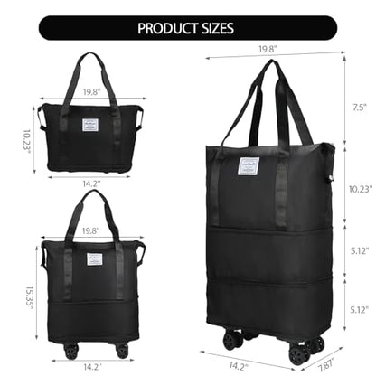 18-40L Rolling Duffle Bag with Wheels,Expandable Foldable Luggagelarge Expandable Travel rolling bag,Wheeled Travel Duffel Weekend Bags,Lightweight Carry-On Luggage for Gym, Camping, Business Trip