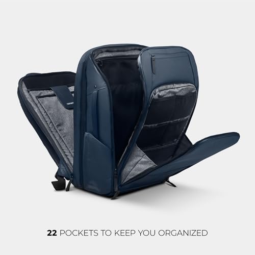 NOMATIC 20L Travel Pack - Mens Travel Backpack - Expandable to 30L - Water Resistant Daypack - TSA-Ready - Lightweight Business Traveling Backpack for Men - 16" Laptop Compartment - color: Navy, size: 20L