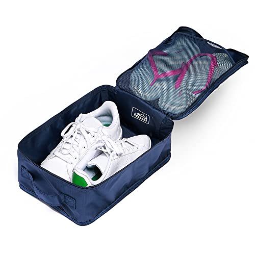 Travel Shoe Bags, Foldable Waterproof Shoe Pouches Organizer-Double Layer (4 Navy Shoe Bag) - color: Navy, size: 4 Packs