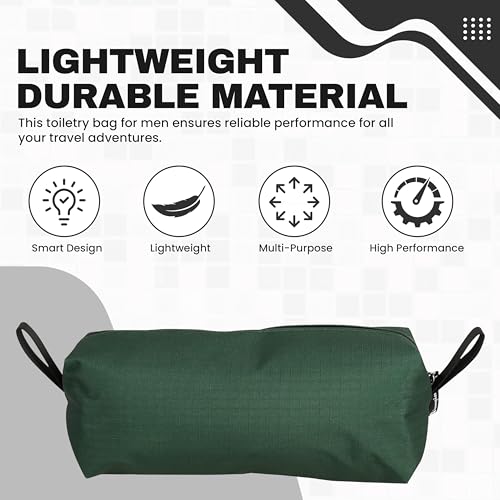 Champion - Hanging Toiletry Bag - Travel Sized Polyester Bag — Water-Resistant, Cosmetics Organizer Bag with Two Compliant Bottles - Lightweight Portable Zipped Bag for Unisex – Green- 10"x3.9"x3.9" - style: Green