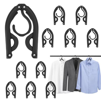 10 Pcs Travel Hangers, 2026 Cruise Ship Essentials, Foldable Plastic Hangers for Suitcase, Portable Travel Must Haves for RV Camping Hotel Europe Vacation (Black)