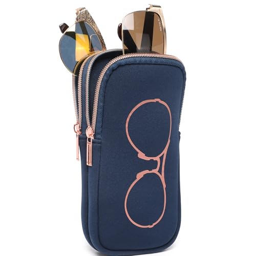 KKP Double Eyeglass Case | Sunglasses Cases with 2 Compartments - color: Navy