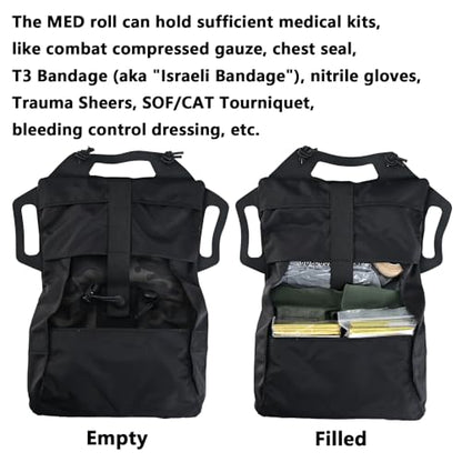 SABADO Rapid/Quick Deploy First Aid Kit Pack Tactical IFAK Pouch Two-Piece System Med Roll Carrier Hypalon Handle Outdoor Sport Hunting Bag - color: Black CP