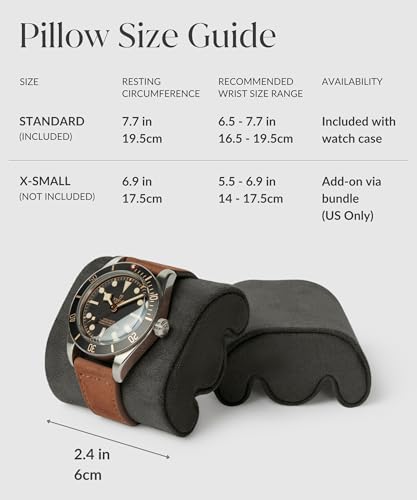 TAWBURY Single Watch Travel Case - Genuine Top-Grain Leather Watch Box for Men & Women with Metal Zipper and Extra Wide Pillow for Large Watches (Black) - color: Black