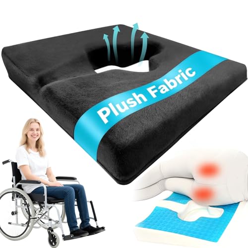 Gel Wheelchair Seat Cushion,Bed Sore Cushions for Butt,Gel Cushion for Pressure Relief,Donut Pillow for Tailbone Pain Relief,Sciatica,Coccyx,hemorrhoid Pillow,Cushion for Office Chair(BLACK2) - color: Black2