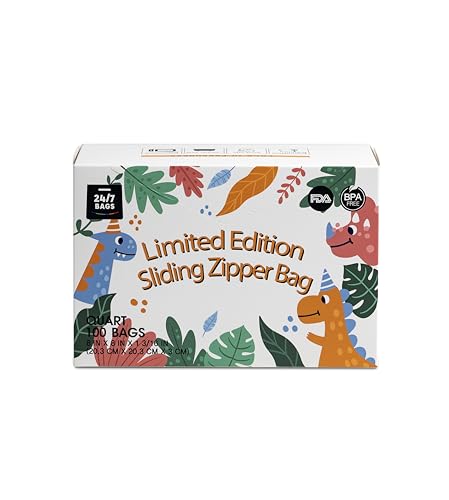 Quart Resealable Slider Food Storage Bags, 100 Count, Fun Designs, 4 Different Fun Patterns, Zero BPA, Lunch, Trips, Parties & More - size: 0.25 Gallon