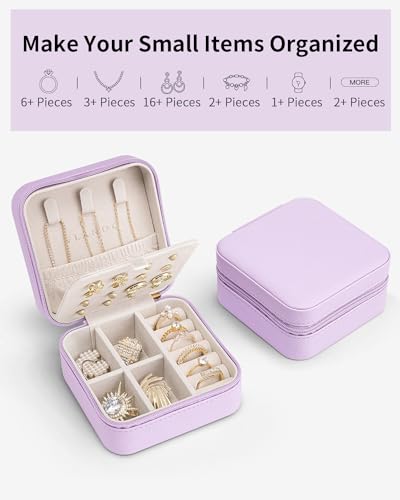 VLANDO Travel Jewelry Case, Small Travel Jewelry Organizer Box for Girls Women - Purple - color: Purple