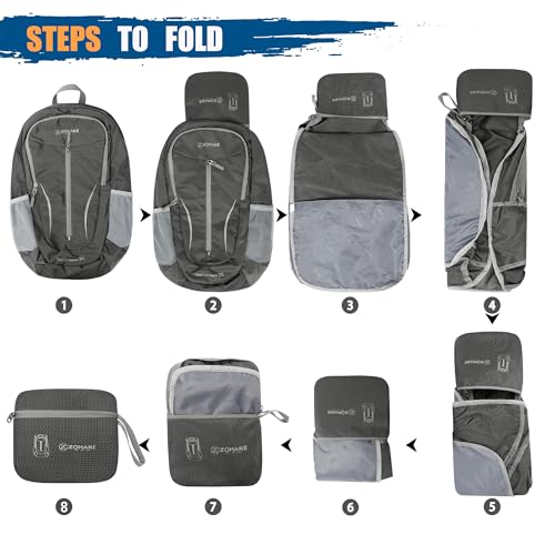 ZOMAKE Ultra Lightweight Packable Backpack 25L, Foldable Hiking Backpacks Water Resistant Small Folding Daypack for Travel(Dusty grey) - color: Dusty Grey