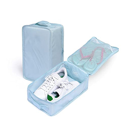 Travel Shoe Bags, Foldable Waterproof Shoe Pouches Organizer-Double Layer (4 Blue Shoe Bag) - color: Blue, size: 4 Packs