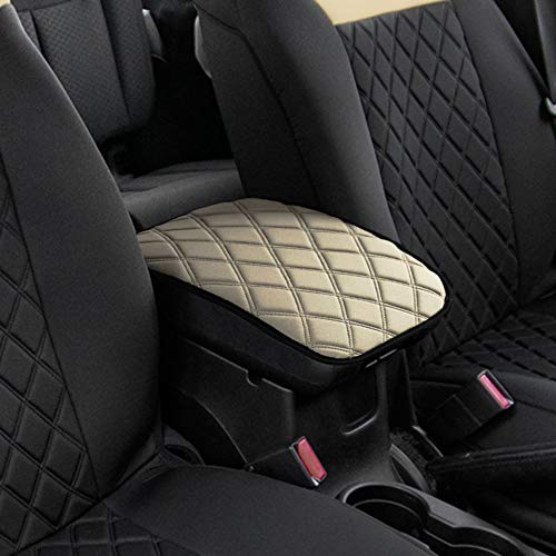 FH Group Neosupreme Beige Diamond Pattern Center Console Pad – Water-Resistant Armrest Cover Protector for Cars, SUVs & Trucks - color: Beige, style: Console Cover (Diamond)