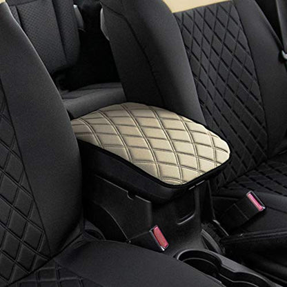 FH Group Neosupreme Beige Diamond Pattern Center Console Pad – Water-Resistant Armrest Cover Protector for Cars, SUVs & Trucks - color: Beige, style: Console Cover (Diamond)