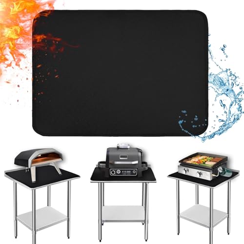 Heat Resistant Mats for Countertop and Table, Fireproof Grill Mats for Outdoor, Portable Charcoal, Gas Grill, Pizza Oven Compatible with Blackstone, Ninja 24x31x0.04in, Black - color: Black, size: 24x31x0.04in