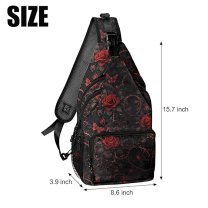 Rose Gothic Style Crossbody Bags for Women Men Trendy Sling Bag Backpack Casual Chest Bag Shoulder Strap - color: Color 14