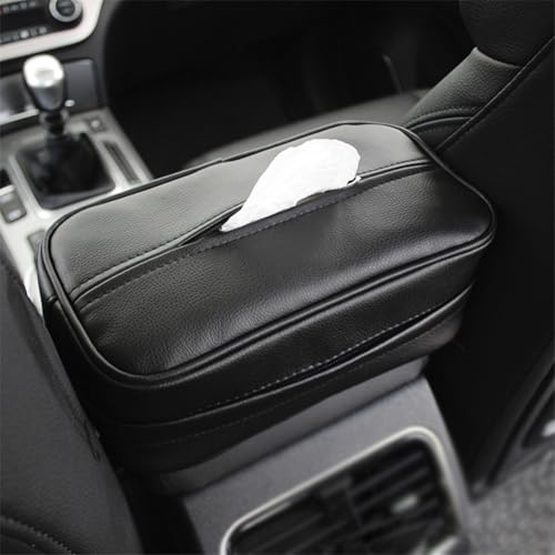 Car Tissue Holder, Travel Napkin Dispenser - PU Leather Fits Most Cars, SUVs, Trucks, and Vans