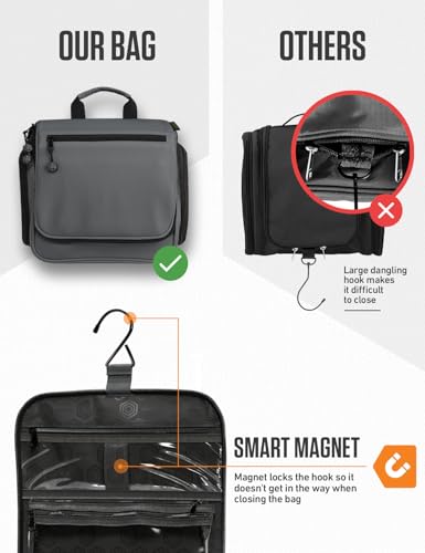 VENTURE 4TH Hanging Travel Toiletry Bag for Women & Men – Large Toiletry Organizer with 18 Compartments, Removable TSA Pouch, Travel Wash Bag for Toiletries, Makeup & Shaving Kit (Gray) - color: Gray