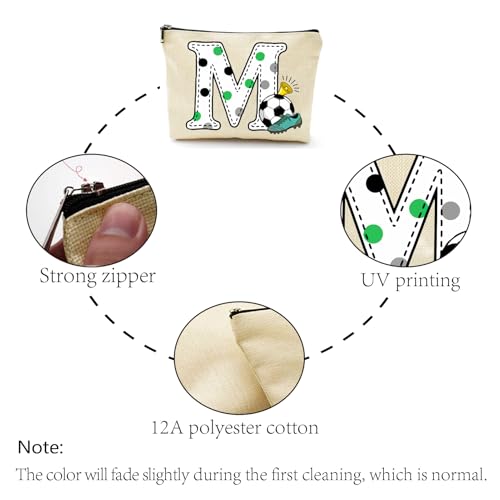 CREATCABIN Letter M Football Makeup Bags Pouch Travel Cosmetic Bag with Zipper Pouch Multi Purpose Case Toiletry Packing Purse Storage Organizer for Women Friends Mom Gifts 10x7Inch - style: Letter M