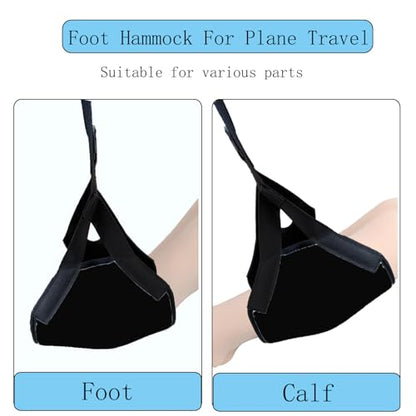 Airplane Foot Hammmock for Plane Travel Accessories Ajustable Foot Rest for Airplane Gadgets,Travel Essentials for Flight Plane,Office,Desk (Black)