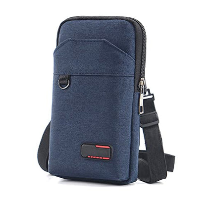 Travel Cell Phone Pouch Belt Pouch, Phone Holster Crossbody Bag with Shoulder Strap for iPhone Case Holder for Hand with Neck Lanyard Smartphone Walking Passport Wallet | with Shoulder Strap - color: Single Layer Blue