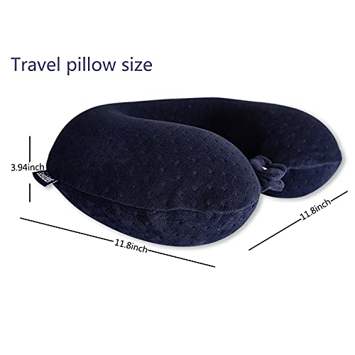 Memory Foam Travel Pillow, Comfortable Travel Neck Pillow U Shape, Support Neck and Head to Relieve Fatigue, Portable Neck Pillow Suitable for Planes, Trains, Self-Driving Cars - color: Navy Blue