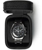 TAWBURY Single Watch Travel Case - Genuine Top-Grain Leather Watch Box for Men & Women with Metal Zipper and Extra Wide Pillow for Large Watches (Black) - color: Black