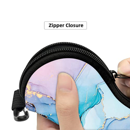Sunglasses Soft Case with Carabiner Ultra Light Neoprene Zipper Glasses Case - color: Pink Blue Marble