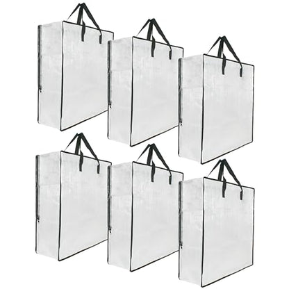 6 Pack Clear Storage Bags with Zipper and Handles, Blanket Bags For Closet Storage, Moving and Packing Supplies for College, Underbed Storage Organizer for Clothes Pillow Bedding Christmas Wreath - style: 6 Side zipper