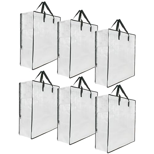 6 Pack Clear Storage Bags with Zipper and Handles, Blanket Bags For Closet Storage, Moving and Packing Supplies for College, Underbed Storage Organizer for Clothes Pillow Bedding Christmas Wreath - style: 6 Side zipper