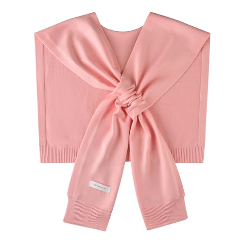 WaJuemy Women's Sweater Shawl Wraps Sleeves Knitted Collar Sweater Scarf Top Casual Lightweight Shoulder Cape Accessories - color: 19 Pink