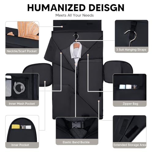 Vessgra Garment Bag for Airplane Travel, Carry On Garment Duffle Bags for Women, 2 in 1 Travel Suit Bag with Shoes Compartment Carry on Bag Hanging Garment Bag Travel with Shoulder Strap,Grey - color: Grey