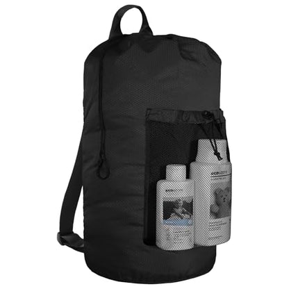 Laundry Bag Backpack, Large Travel Laundry Bags with Shoulder Straps & Mesh Pocket Durable Polyster Clothes Hamper Bag for College Laundromat Apartment (Black, Large) - color: Black, size: Large