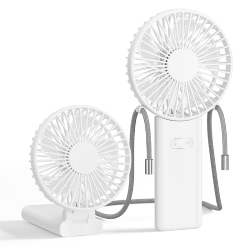 HandFan Ultra-𝐒𝐥𝐢𝐦 & Lightweight Handheld Fan (0.5in,0.3lb), 5 Speeds Portable Hand Held Fan USB Rechargeable 180° Foldable, Quiet Summer Essentials with Lanyard for Travel/Concerts/Lash (Pink) - color: White