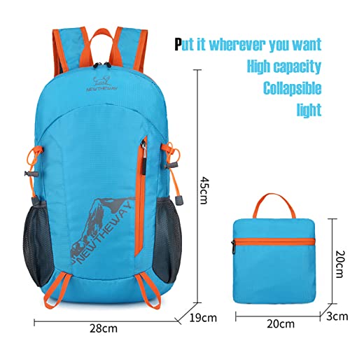 Lywencom Hiking Backpack,20L sports lightweight folding waterproof ultra-light backpack suitable for outdoor camping picnic(blue), LW026 - color: Blue
